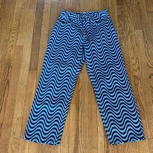 Ragged size 28 Blue Wave Pattern Straight Leg Jeans NWOT
